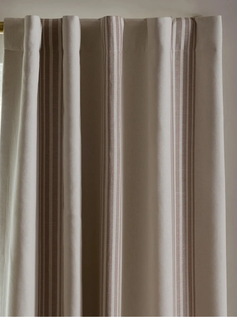 NWT QUINCE Set 2 48x96 Coastal Stripe Linen Cotton True Blackout Curtains 8657